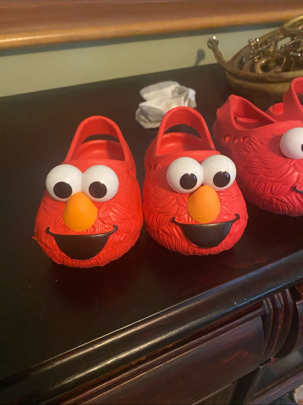 Kids Red Character Slip-On Shoes - Elmo Style